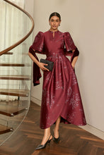 Load image into Gallery viewer, Delphine Dress Merlot Jacquard