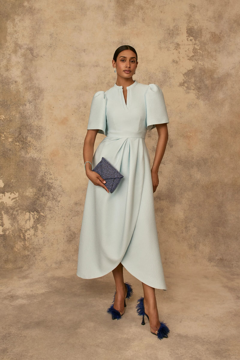 Load image into Gallery viewer, Delphine Dress Ice Blue Cloqué