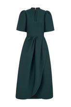Load image into Gallery viewer, Delphine Dress Forest Green Cloqué