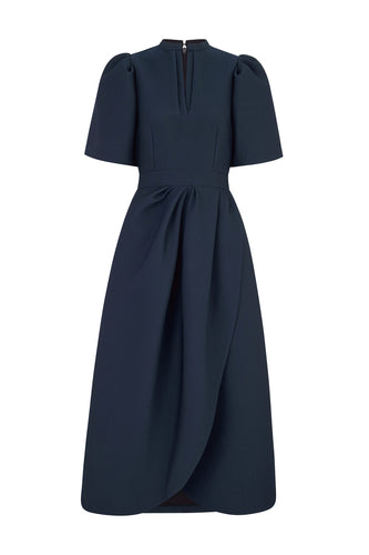 Delphine Dress Navy Cloqué