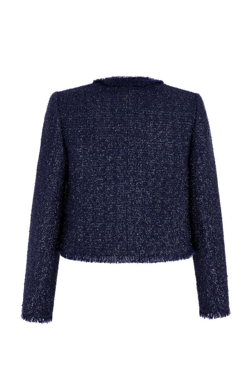 Load image into Gallery viewer, Edie Jacket Navy Metallic Tweed
