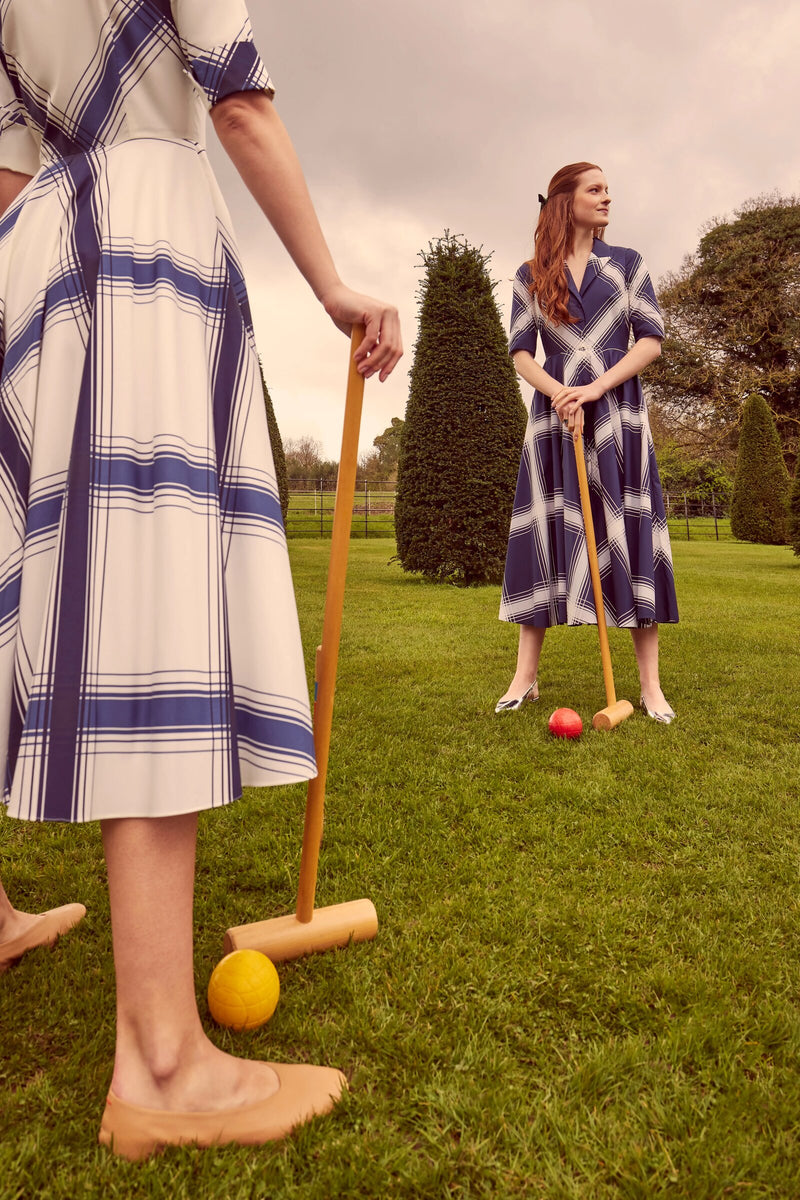 Load image into Gallery viewer, Edith Check Cotton Shirt Dress ARCHIVE SALE