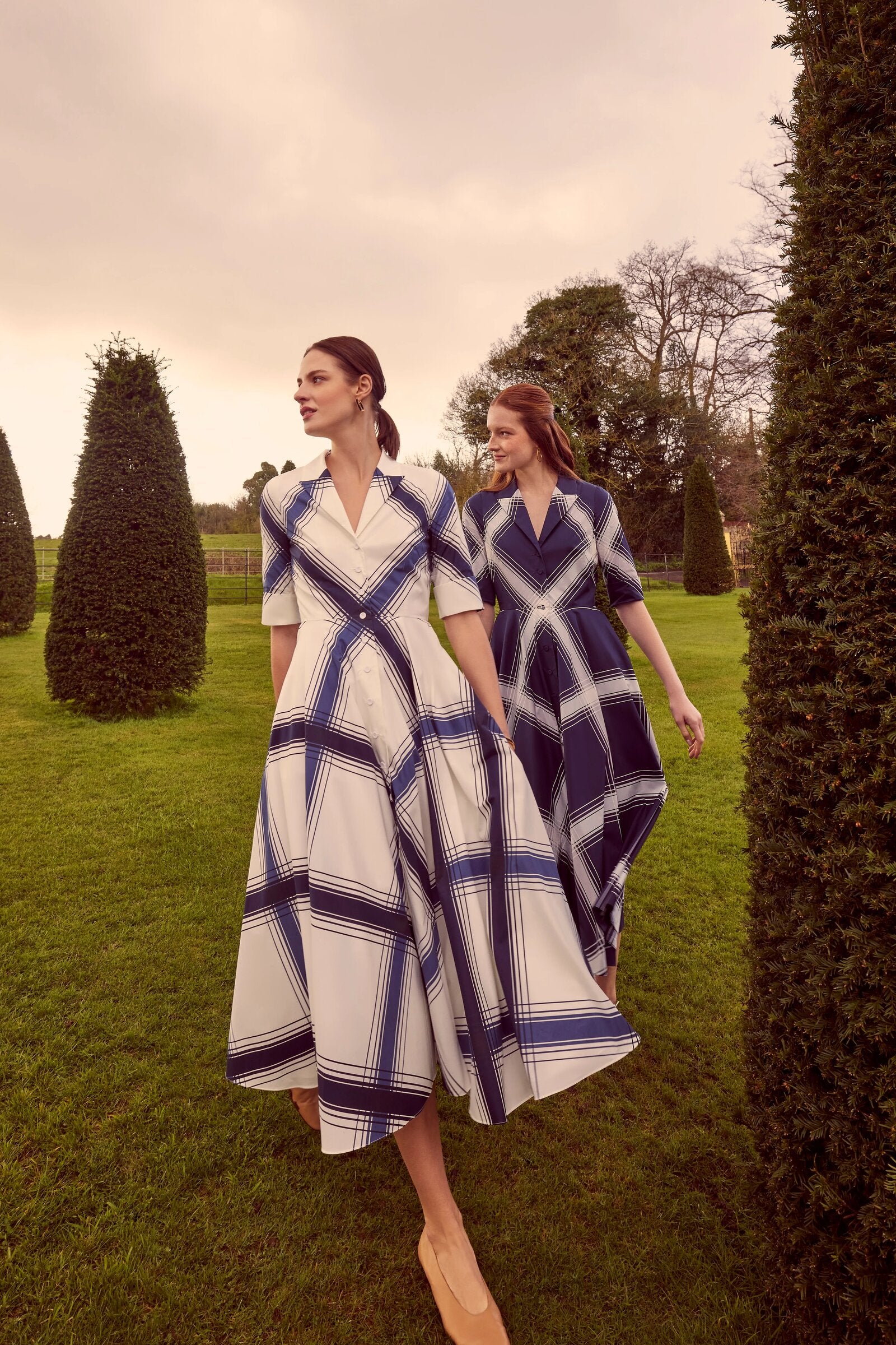 Edith Cotton Shirt Dress | White Check | Suzannah London