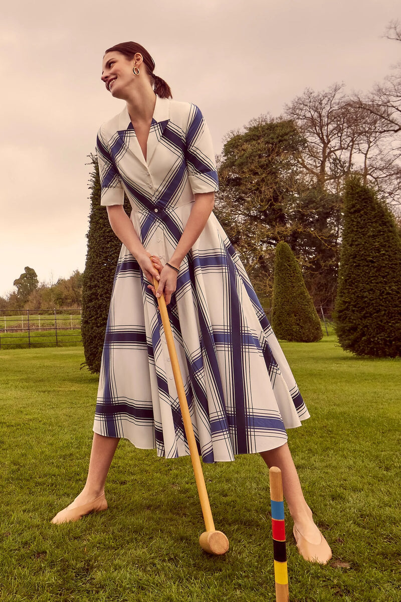 Load image into Gallery viewer, Edith Check Cotton Shirt Dress ARCHIVE SALE