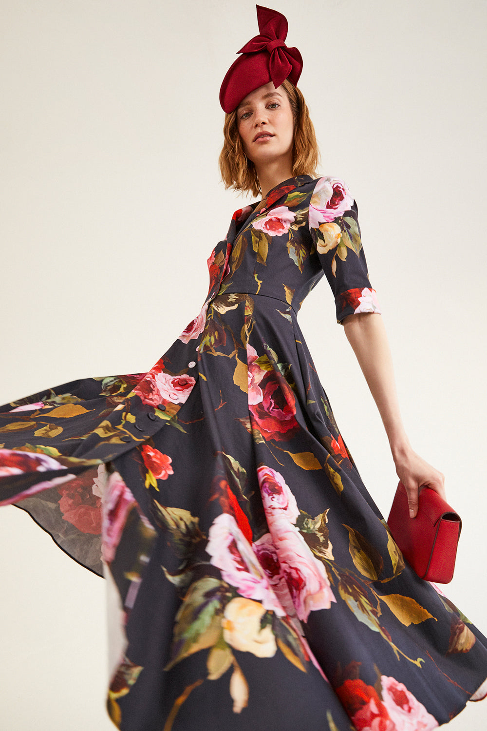 Load image into Gallery viewer, Silk Bow Percher Hat Claret