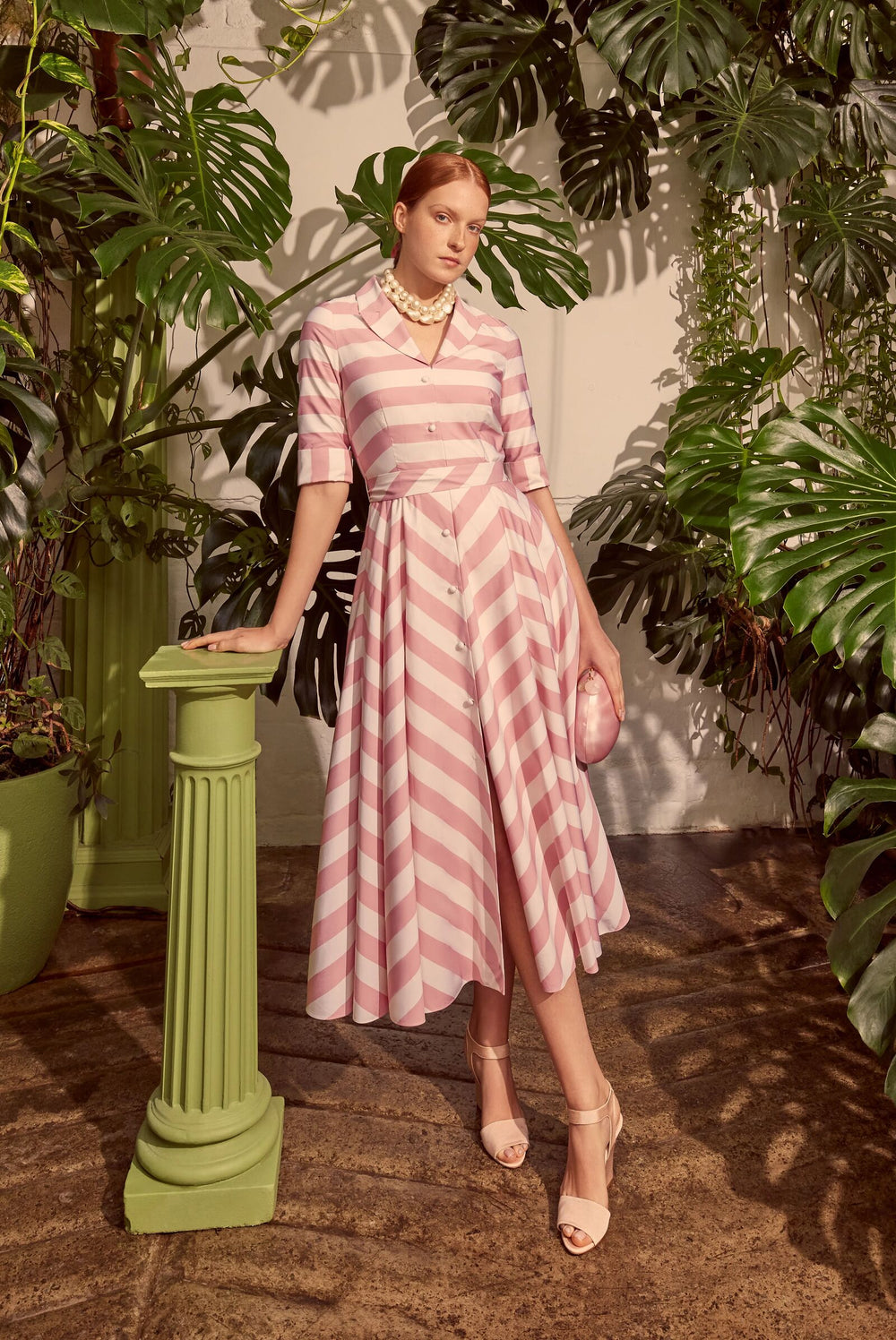 Load image into Gallery viewer, Edith Striped Cotton Shirt Dress Pink
