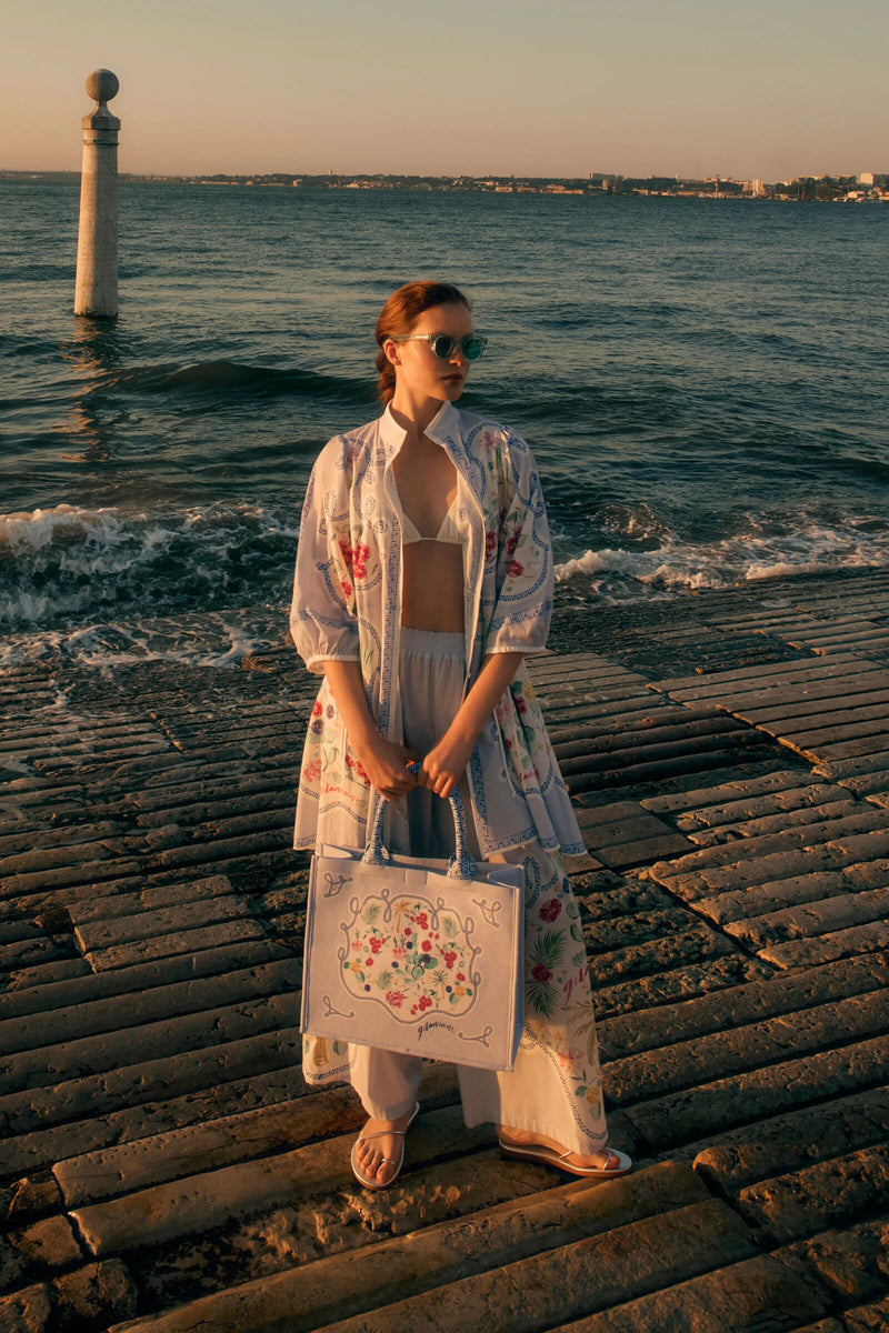Load image into Gallery viewer, Eleni Cotton Kaftan Dress and Trouser Set Greek Geraniums x Milly Jean