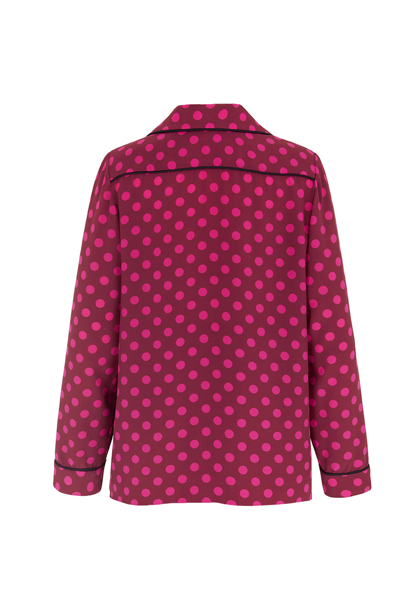 Load image into Gallery viewer, Esme Magenta Polka Dot Silk Shirt - ARCHIVE SALE