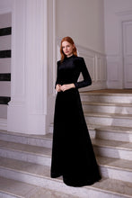 Load image into Gallery viewer, Hemera Gown Black Velvet Jersey