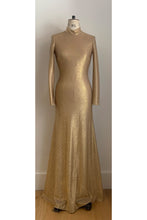Load image into Gallery viewer, Evangeline Shiny Gold Jersey Gown ARCHIVE SALE