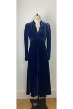 Load image into Gallery viewer, Velvet Grandad Dress blue - ARCHIVE SALE