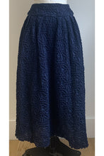 Load image into Gallery viewer, Midi Skirt Smocked Cloqué Navy ARCHIVE SALE