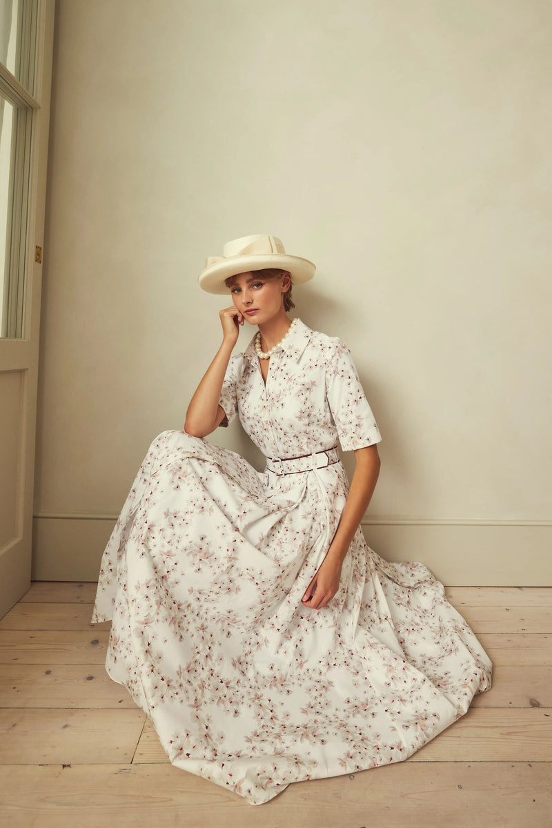 Load image into Gallery viewer, Flora Cherry Blossom Cotton Shirt Dress ARCHIVE SALE