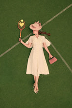 Load image into Gallery viewer, Florence Cape Dress Silk Crepe Vanilla