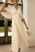 Load image into Gallery viewer, Florence Cape Dress Silk Crepe Vanilla