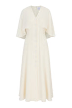 Load image into Gallery viewer, Florence Cape Dress Silk Crepe Vanilla