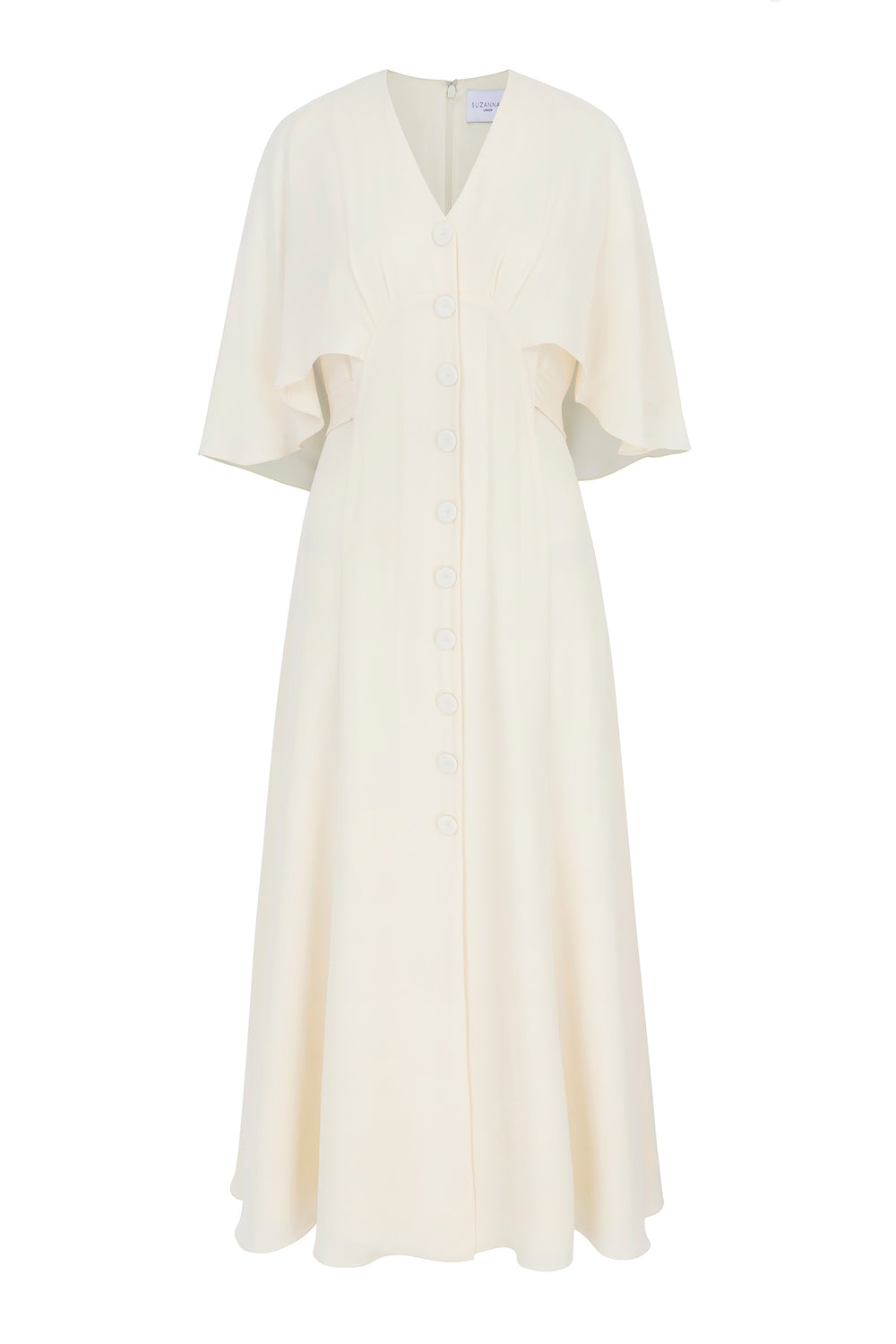 Load image into Gallery viewer, Florence Cape Dress Silk Crepe Vanilla