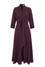Load image into Gallery viewer, Fontaine Silk Crepe Dress Aubergine