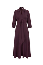 Load image into Gallery viewer, Suzannah London mauve occasion formal dress with a tie waist