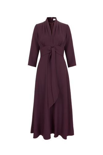 Suzannah London mauve occasion formal dress with a tie waist