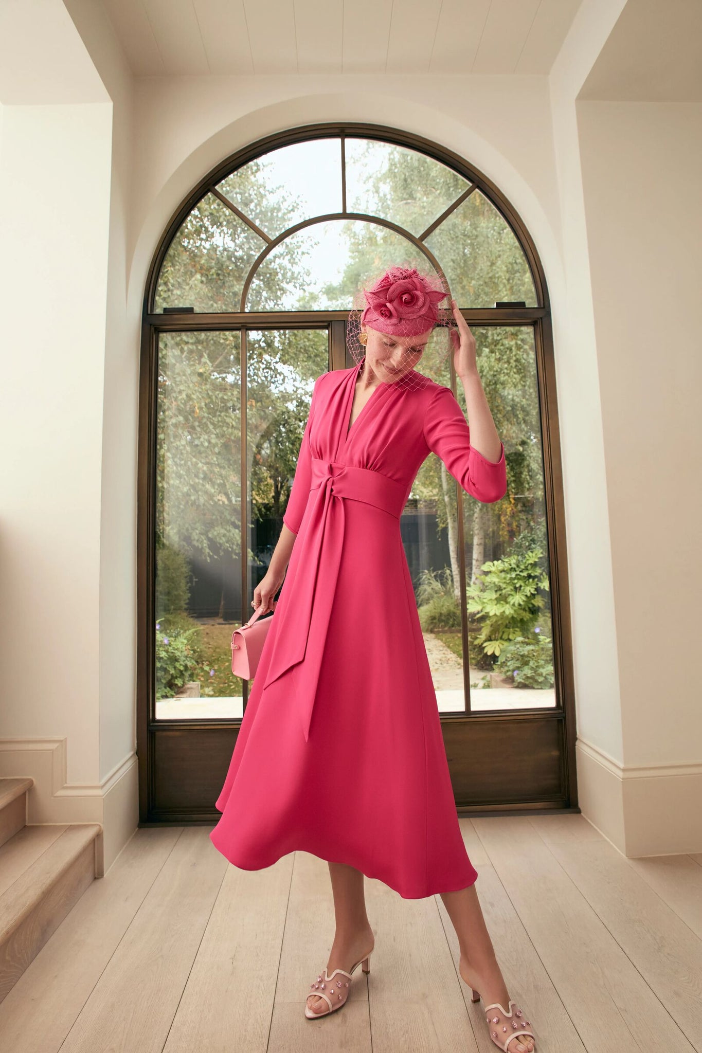 Scanlan Raspberry Dress Fontaine Silk Crepe Dress Raspberry | Suzannah London