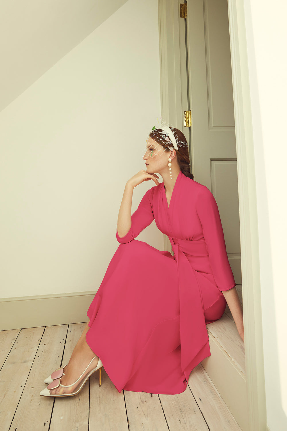 Scanlan Raspberry Dress Fontaine Silk Crepe Dress Raspberry | Suzannah London