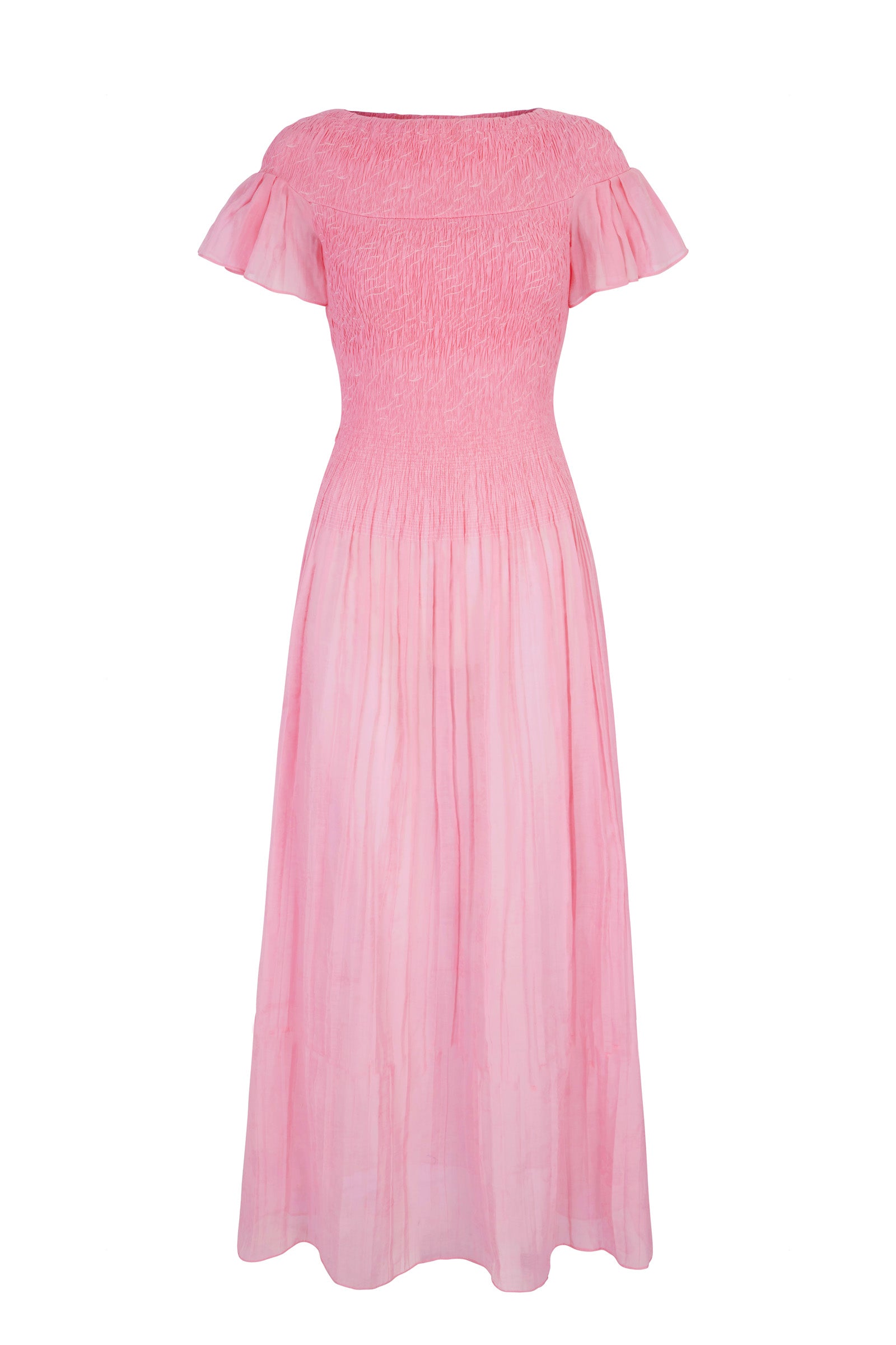 Formentera Plissé Dress Raspberry | Suzannah London