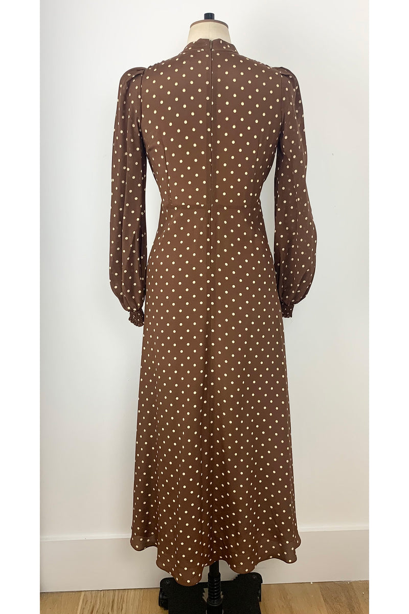 Load image into Gallery viewer, Grandad Tea Dress brown pooka dots - ARCHIVE SALE