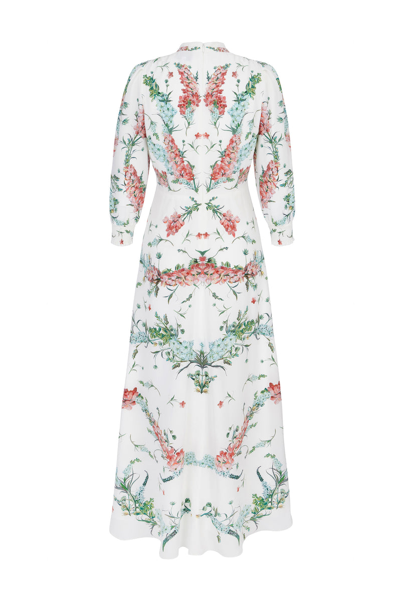 Load image into Gallery viewer, Gabriella Silk Tea Dress Larkspur White