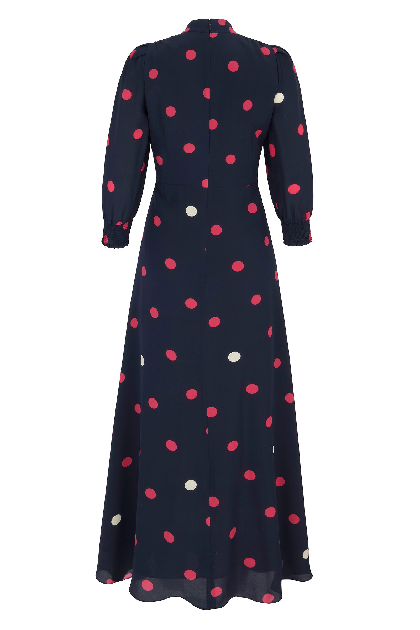 Gabriella Silk Tea Dress Navy Polka Dots | Luxury Midi Dresses