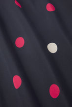 Load image into Gallery viewer, Gabriella Silk Tea Dress Navy Polka Dots