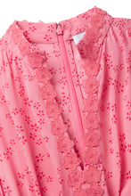 Load image into Gallery viewer, Elyse Silk Tea Dress Trailing Stars Raspberry