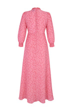 Load image into Gallery viewer, Elyse Silk Tea Dress Trailing Stars Raspberry