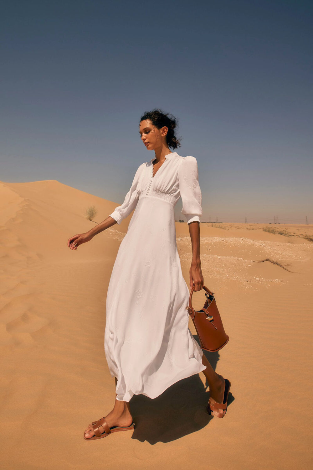 Load image into Gallery viewer, Gabriella Dress White Floral Cloqué