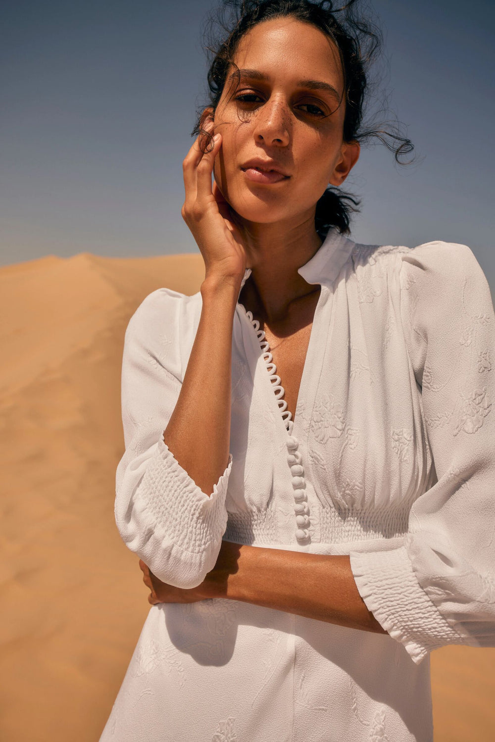 Load image into Gallery viewer, Gabriella Dress White Floral Cloqué