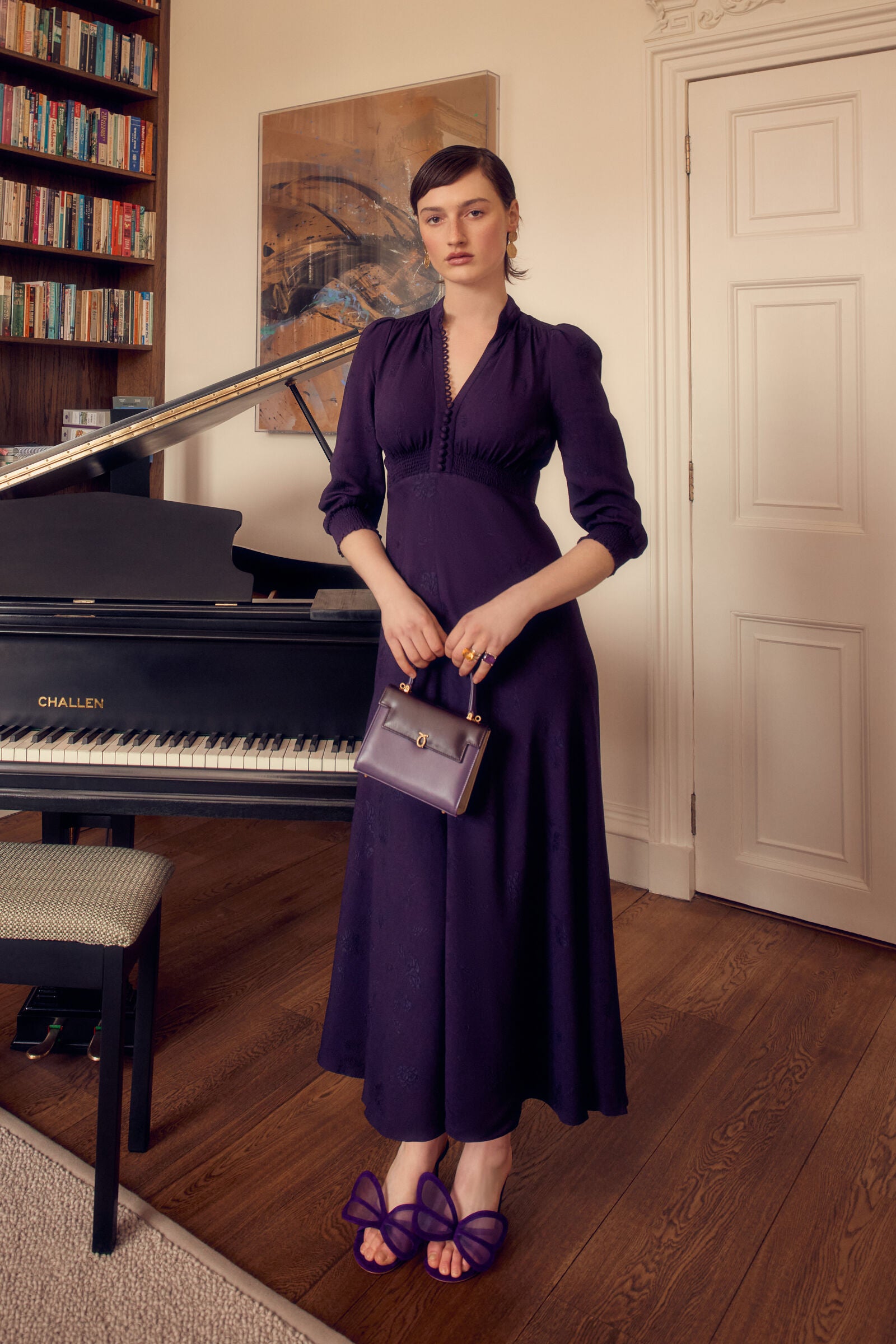 Gabriella Dress Blackcurrant Floral Cloqué