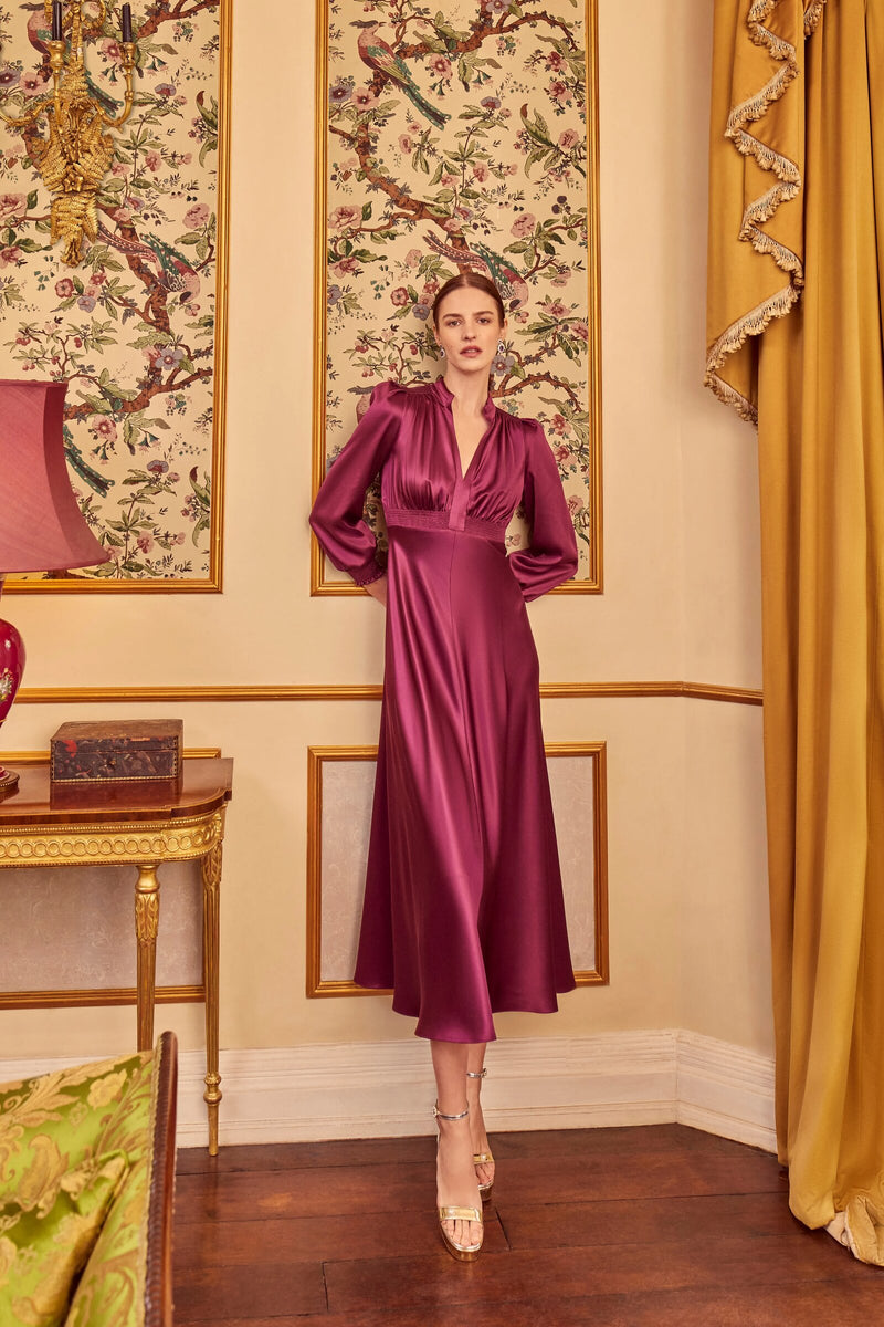 Load image into Gallery viewer, Gloria Lux Midi Dress Plum ARCHIVE SALE