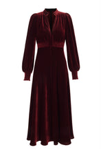 Load image into Gallery viewer, Gloria  Velvet Tea Dress Merlot Red