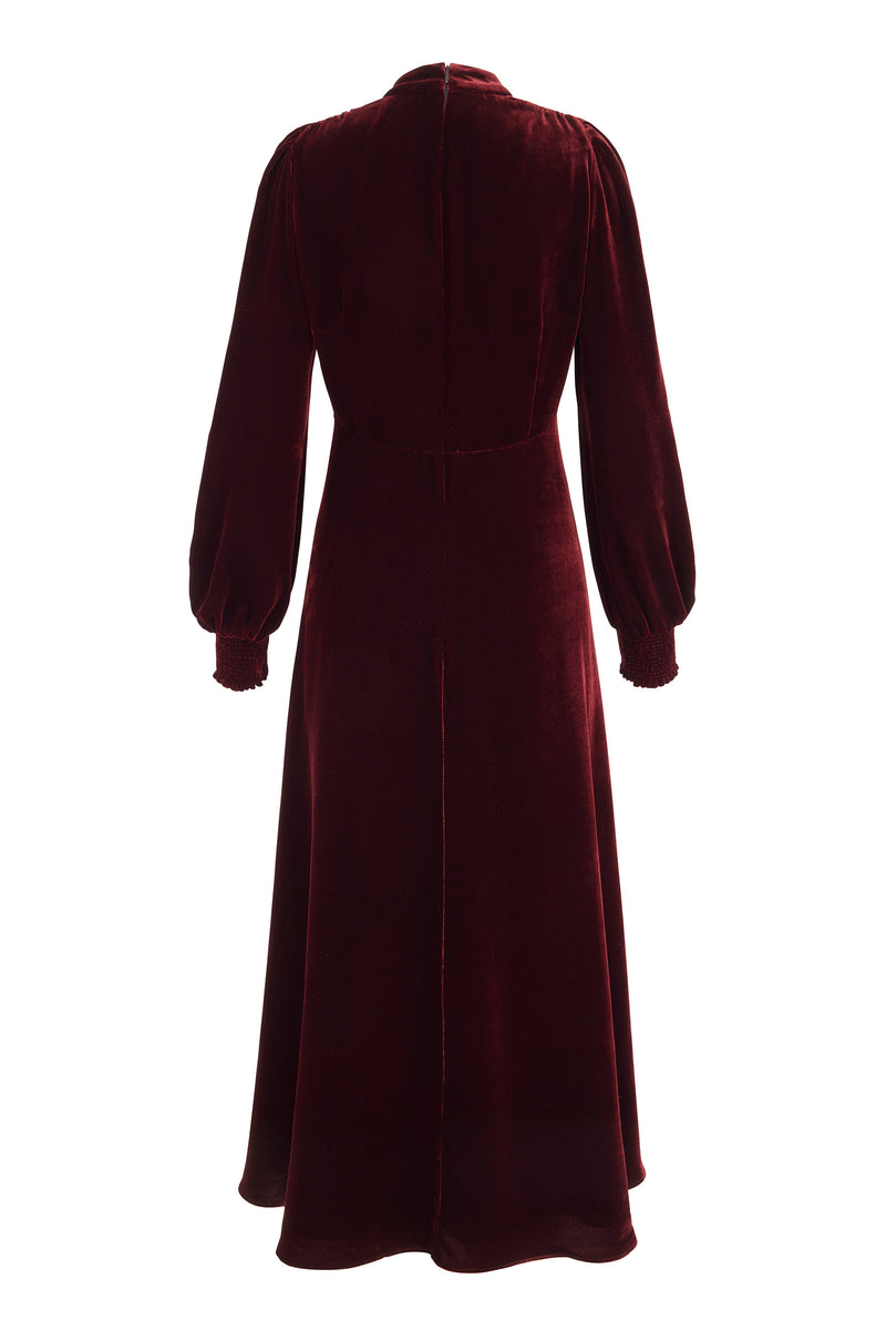 Load image into Gallery viewer, Gloria  Velvet Tea Dress Merlot Red
