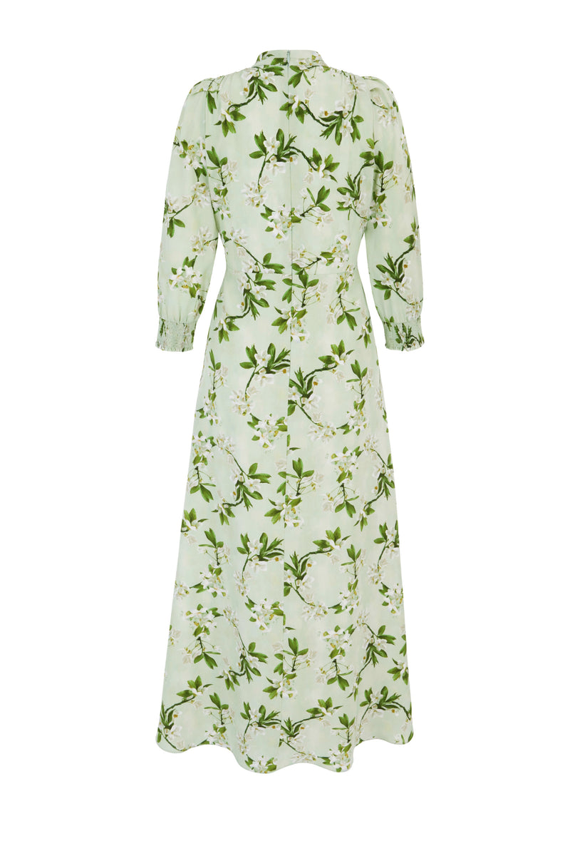 Load image into Gallery viewer, Gracie Grandad Silk Tea Dress Blossom Wreath x Marieluise Bantel