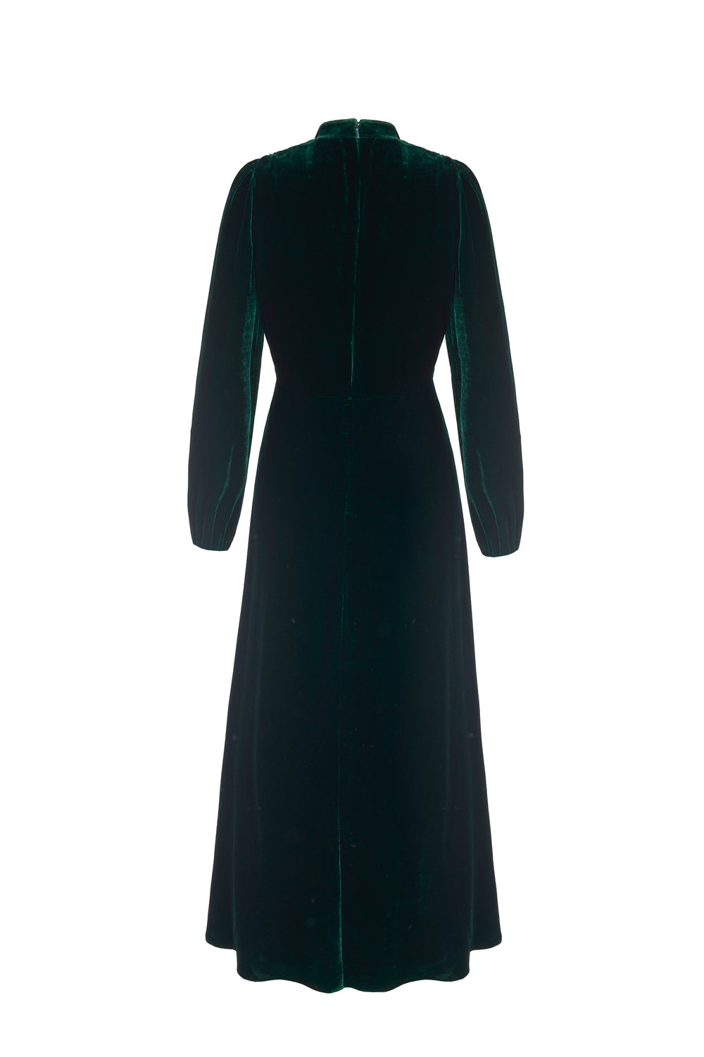 Load image into Gallery viewer, Velvet Grandad Dress Warm Forest Green