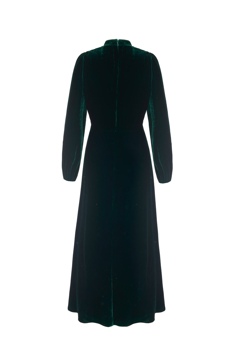 Load image into Gallery viewer, Velvet Grandad Dress Forest Green 2025 - ARCHIVE SALE