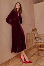 Load image into Gallery viewer, Velvet Grandad Dress Garnet