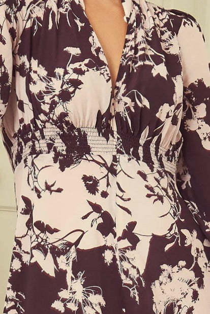 Load image into Gallery viewer, Grandad Silk Tea Dress Floral Tiles