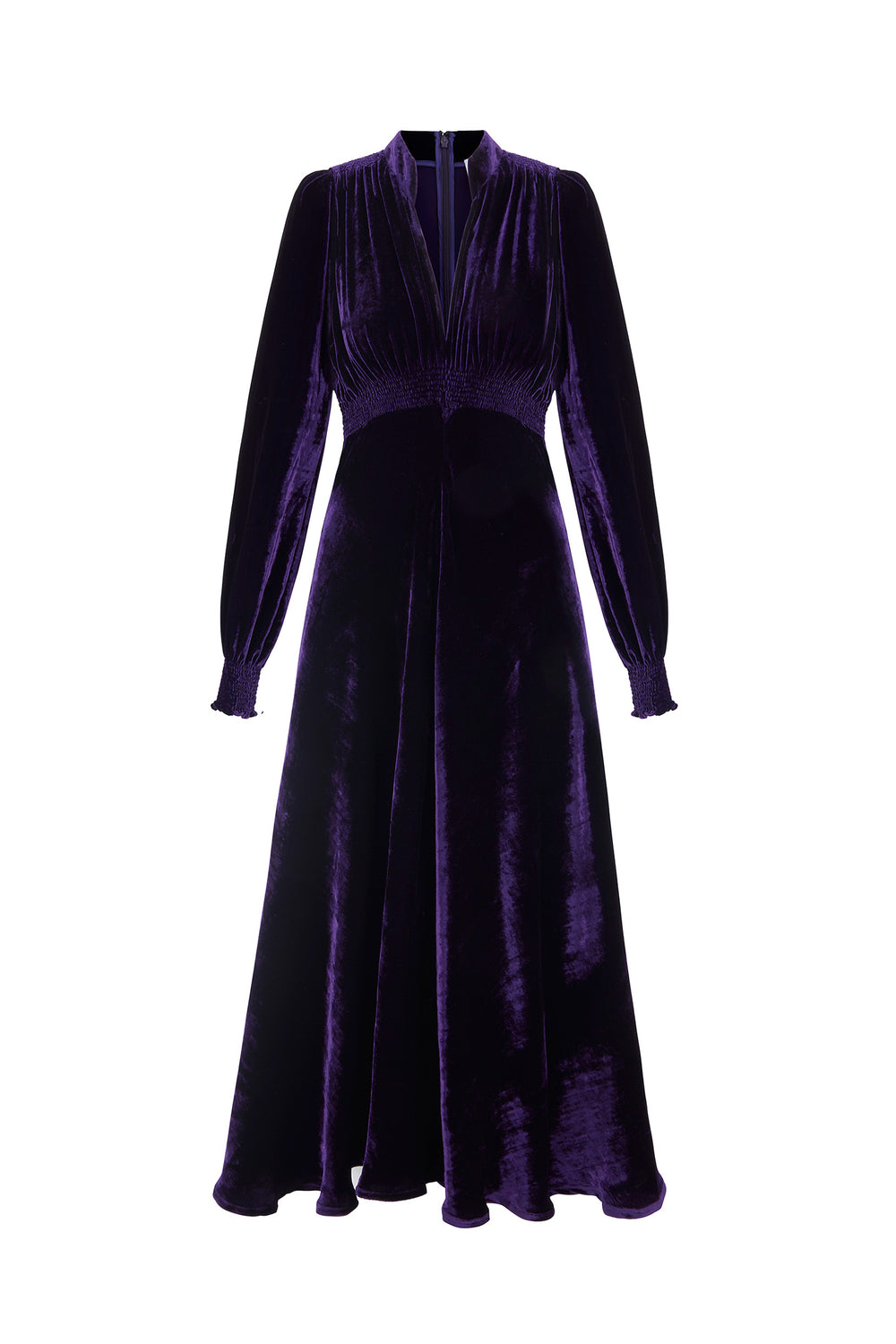 Load image into Gallery viewer, Velvet Grandad Dress Blueberry Purple