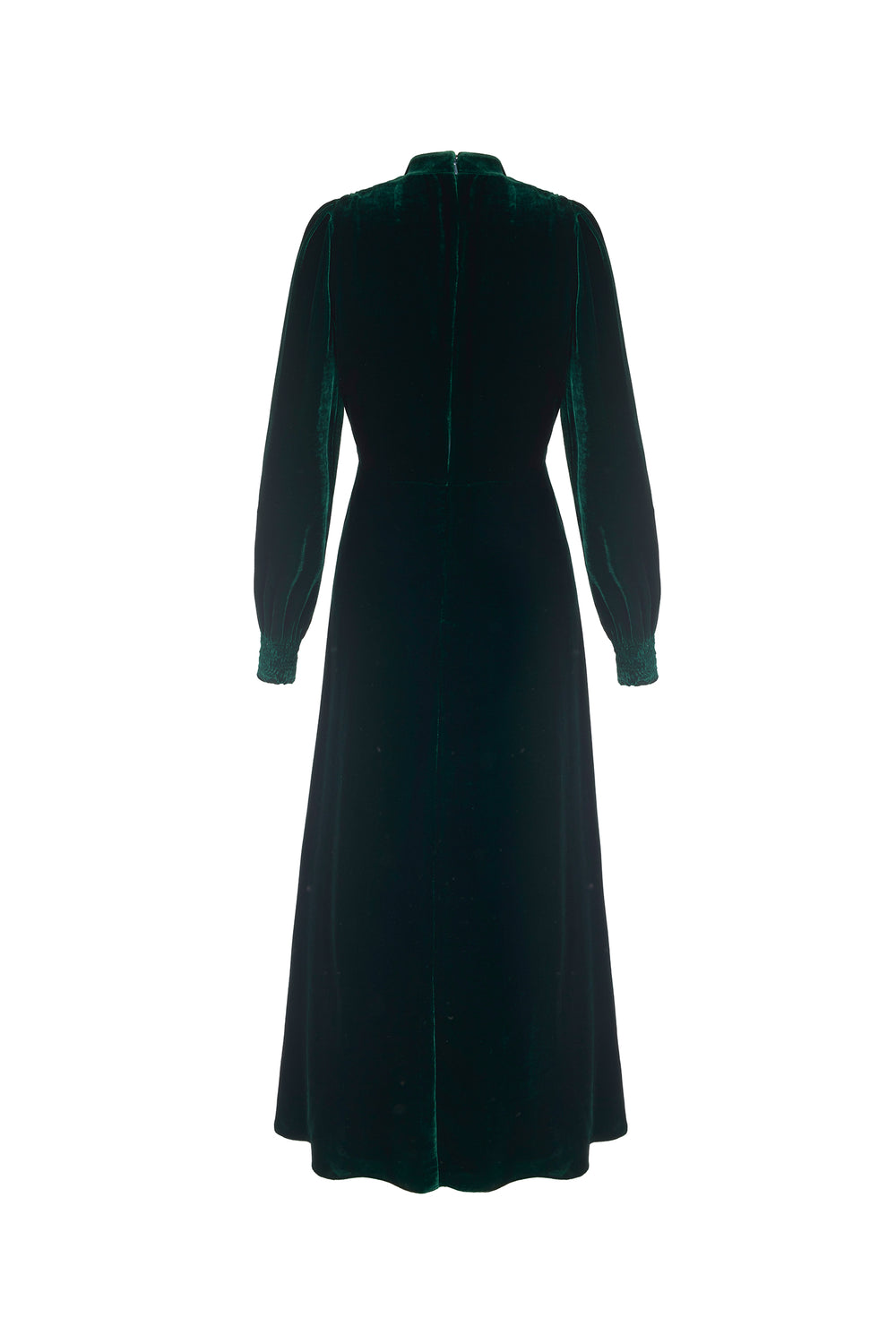 Velvet Grandad Dress Forest Green Suzannah London