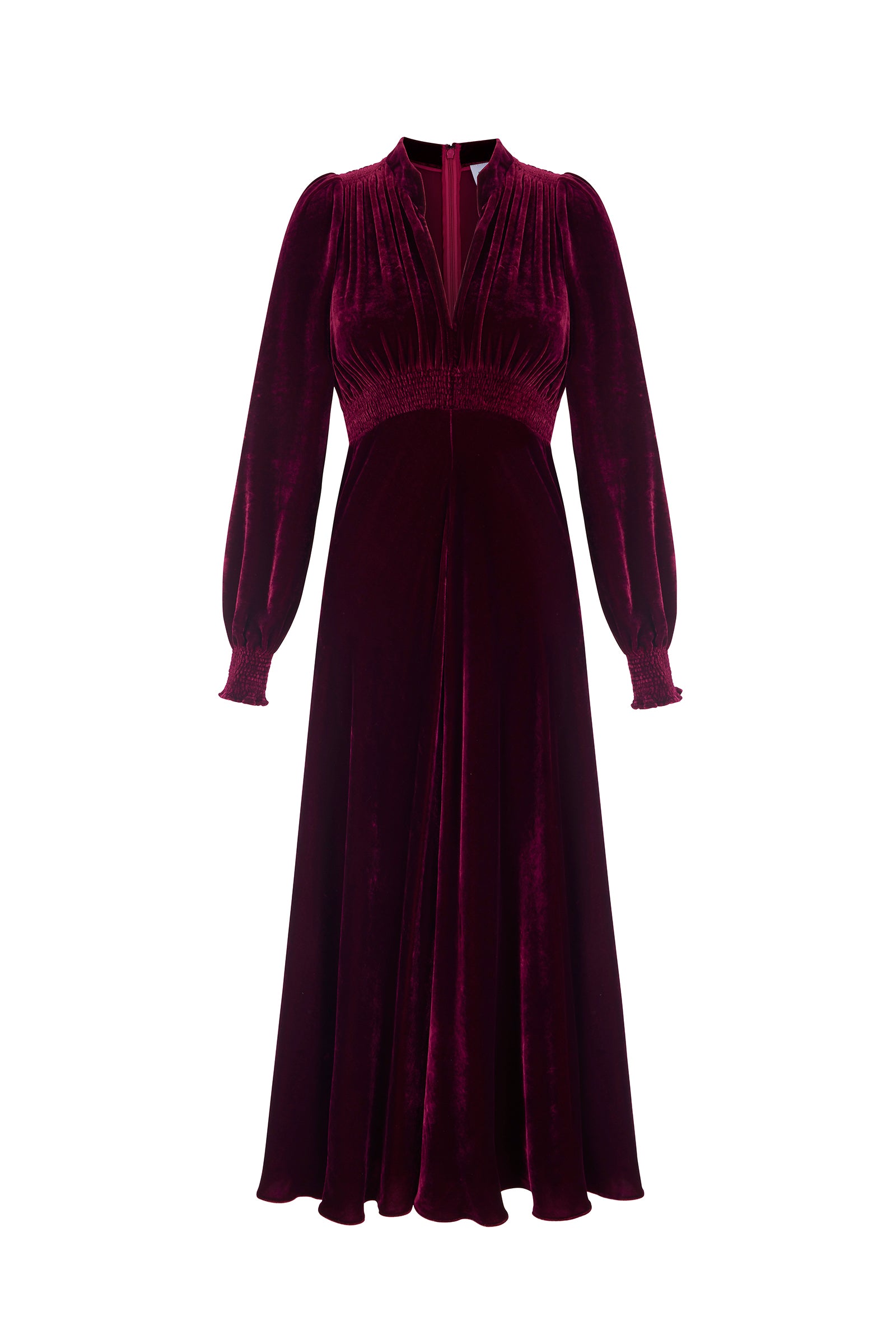 Velvet Grandad Dress Garnet