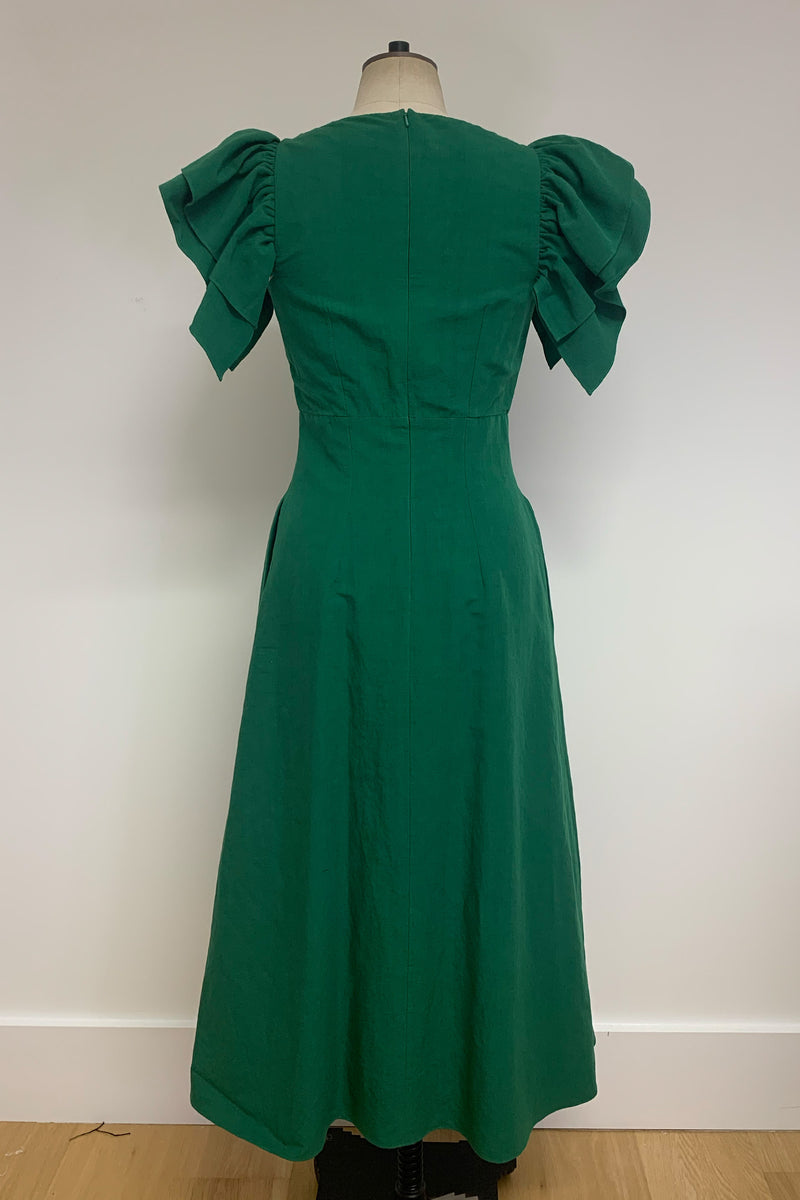 Load image into Gallery viewer, Green Cotton Blend Dress - ARCHIVE SALE