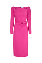 Load image into Gallery viewer, Halley Dress Stretch Crepe Hot Pink
