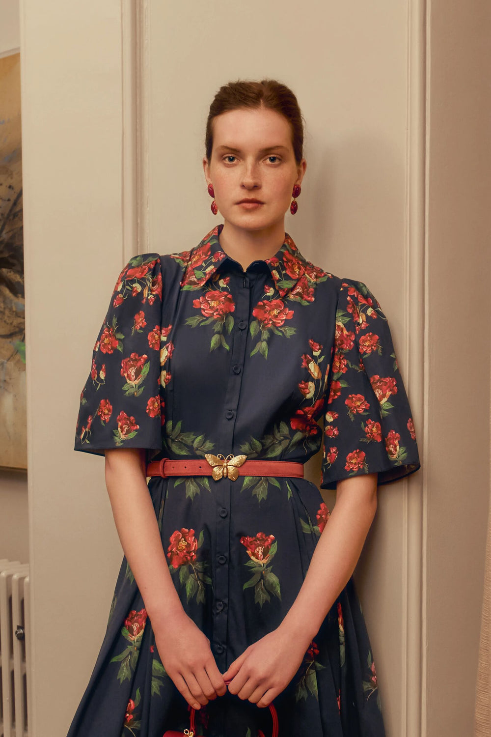 Load image into Gallery viewer, Butterfly Red Suede Belt x Sonia Petroff